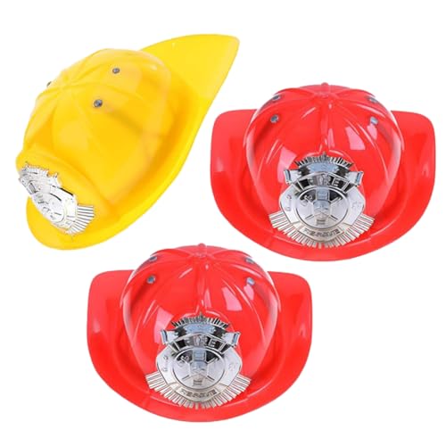 Beaupretty 3Stücke Feuerwehrmann Hut Kunststoff Helm für Jungen und Mädchen Kostümzubehör für Halloween und Partys Leichtere und Bequeme Feuerwehrmützen mit Realistischem Design von Beaupretty