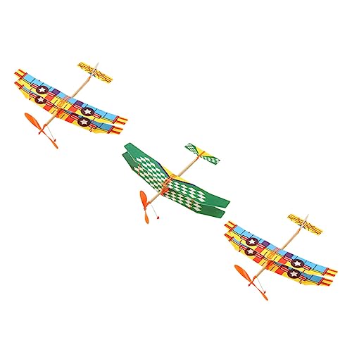 Beaupretty 3 Stücke Selbstgemacht Flugzeugspielzeug Schaumstoff Segelflugzeuge für Kinder Leicht und Tragbar für Outdoor Aktivitäten Gummiband Fördert Kreativität und Exploration von Beaupretty