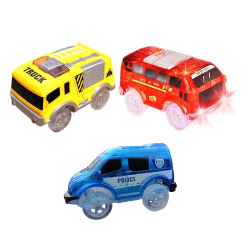 Beaupretty 3 Stücke Leuchtende Track Spielzeugautos für Kinder Flexibles Rennbahn Spielzeug Sicheres LED Auto ohne Batterie Spielzeug für Jungen und Mädchen für Drinnen und Draußen von Beaupretty