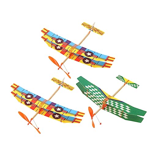 Beaupretty Gummiband Flugzeugspielzeug 3 Stücke für Kinder Selbstgemacht Segelflugzeug Modell Einfach Zusammenzubauen Fördert Hand Auge Koordination Outdoor Spielzeug für Kleinkinder von Beaupretty