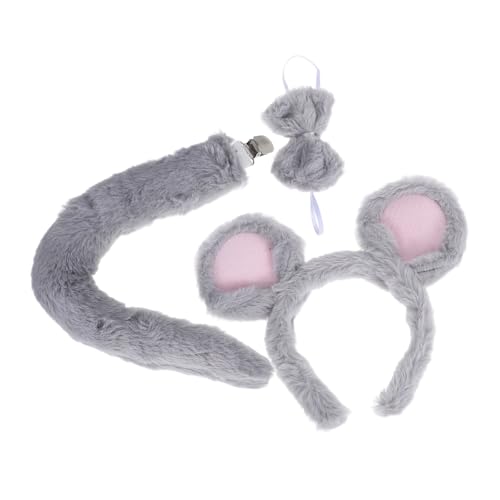 Beaupretty 3Stücke Teiliges Mäuseset mit Plüschohren Bowtie und Flauschiges Tierkostüm Zubehör für Erwachsene für Halloween und Karneval von Beaupretty