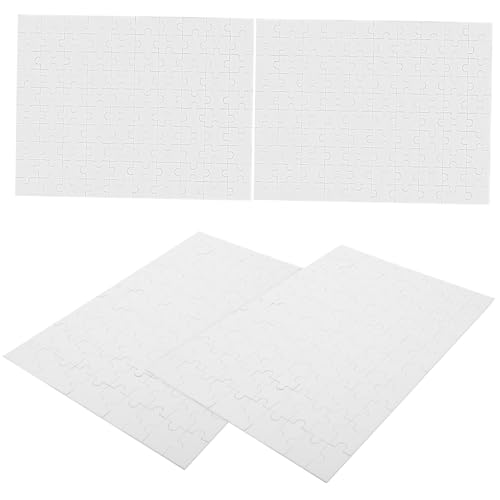 Beaupretty 4 Blätter Teiliges DIY Blanko Puzzle aus Holz und Papier Große Weiße Puzzleteile zum Bemalen Basteln und Kreativen Gestalten Fördert Fantasie und Hand Auge Koordination von Beaupretty