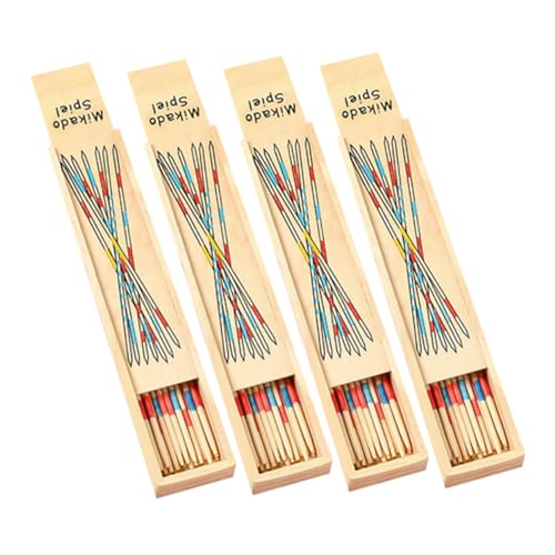Beaupretty 4 Boxen Teiliges Holz Pick Up Sticks Spiel für Buntes Lernspielzeug Teamwork und Sozialer Interaktion Sicheres Holzmaterial Familienspiel von Beaupretty