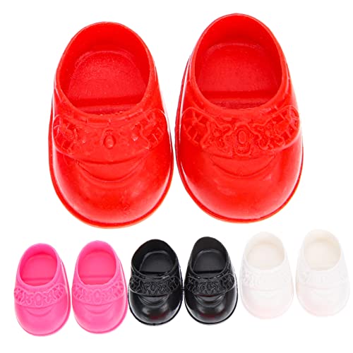 Beaupretty 4 Paare Miniatur Puppenschuhe Rot für Große Puppen Robuste Farbenfrohe Dekoration für Puppen und Kreatives Zubehör von Beaupretty
