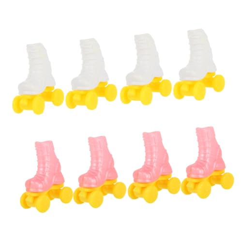 Beaupretty 4 Paare Rollschuhe für Puppen Dekorative Rollschuhmodelle für Puppenhaus Langlebige und Niedliche Puppenschuhe aus Kunststoff für Bastelprojekte und Puppendekoration von Beaupretty