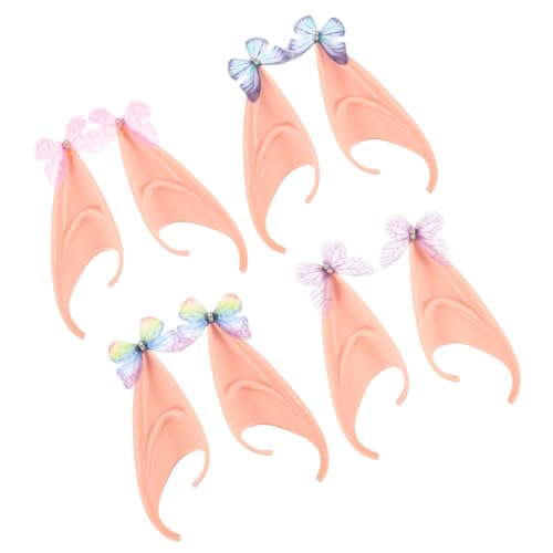 Beaupretty 4 Paare Teiliges Schmetterlings-elfenohren mit Strassverzierung Realistische Feenohren für Cosplay Bühnenperformance und Party Farblich Abgestimmt Violett Blau und Regenbogen von Beaupretty