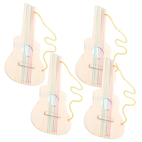 Beaupretty 4 Sätze DIY Holzgitarre für Unlackierte Blanko Gitarre aus Holz Einfache Bemalung Kreatives Bastel Musikinstrument für Kindergarten und Zuhause von Beaupretty