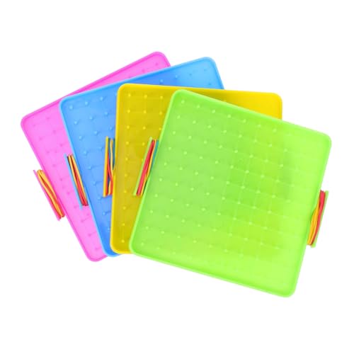 Beaupretty 4 Sätze Doppelseitige Geoboards mit Bunten Gummibändern Nägel Montessori Mathe Lernspielzeug für Grundschule Fördert Räumliches Denken und Feinmotorik von Beaupretty