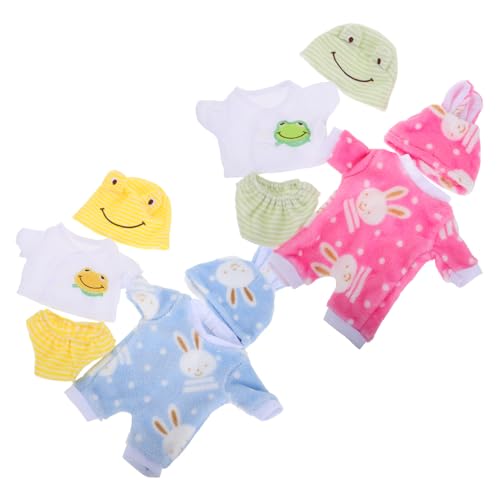 Beaupretty 4 Sätze Kleidungsset für Puppen Teiliges Outfit mit Süßen Tieranzügen Einschließlich Bunny Jumpsuit und Pyjama für Amerikanische Puppen Vielseitige Puppenzubehörteile für von Beaupretty