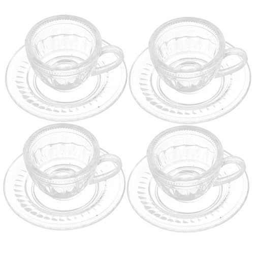 Beaupretty 4 Sätze Miniatur Teeservice Set aus Kunststoff Filigrane Mini Teetassen mit Untertassen Dekoratives Puppenhaus Zubehör für Mädchen Ab Jahren Leichte Platzsparende Puppenstuben von Beaupretty