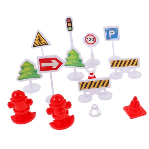 Beaupretty 4 Sätze Teiliges Miniatur Verkehrszeichen Spielset aus Kunststoff Bunte Straßen und Warnschilder Leichtes Kompaktes Lernspielzeug für Verkehrserziehung und Spielerischen der von Beaupretty