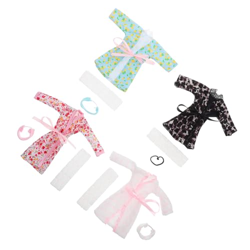 Beaupretty 4 Sätze Teiliges Puppenkleidungsset Mini Bademantel Schlafanzug mit Handtuch und Stirnband Weiche Puppenkleidung für Mädchen zum Umziehen von Beaupretty