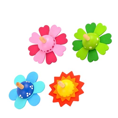 Beaupretty 4 Stück Blumenform Gyroskop aus Holz Lustige Pädagogische Spiele für Hand Augen Koordination und Kreativität von Beaupretty