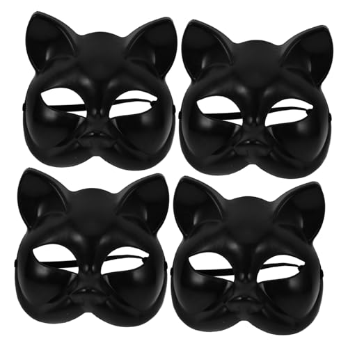 Beaupretty 4 Stück DIY Leere Katzen Masken aus Papiermaschee Bemalbare Halbe Gesichtskostüm Masken für Halloween Karneval und Maskenball Komfortabel und Sicher für Kreative Partygestaltung von Beaupretty