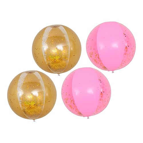 Beaupretty 4 Stück Glitzernde Aufblasbare Strandbälle Bunte Wasser Spielzeuge für Bbqs und Strandabenteuer für Familien von Beaupretty