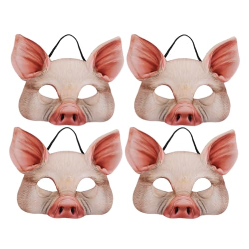 Beaupretty 4 Stück Halloween Halbgesichts Schweinemasken aus Leichtem EVA Atmungsaktiv und Bequem für Cosplay Karneval Maskenball und Themenpartys von Beaupretty