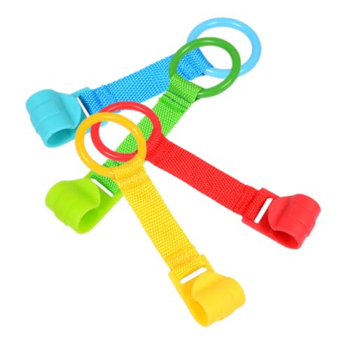 Beaupretty 4 Stück Hochziehhilfe Ringe Steh und Lauftrainer für Kleinkinder Bunte Pull Up Ringe für Babybetten und Laufgitter Blau Grün Rot Gelb von Beaupretty