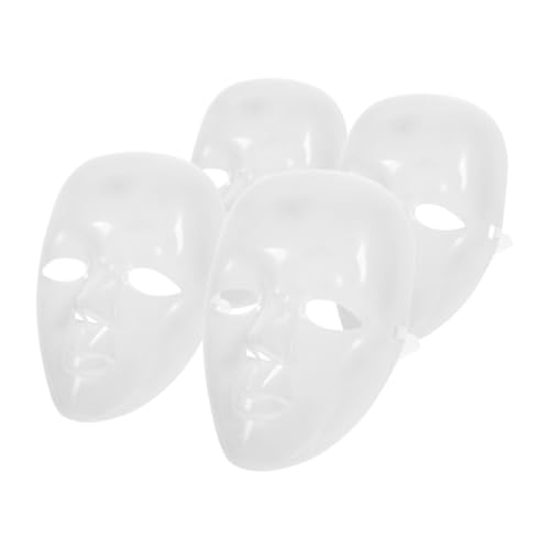 Beaupretty 4 Stück Leere Handgezeichnete Maske Maskerade-maske Für Frauen Halloween-maske Maskerademaske Leere Masken Zum Dekorieren Cosplay-maske Weiß Plastik von Beaupretty