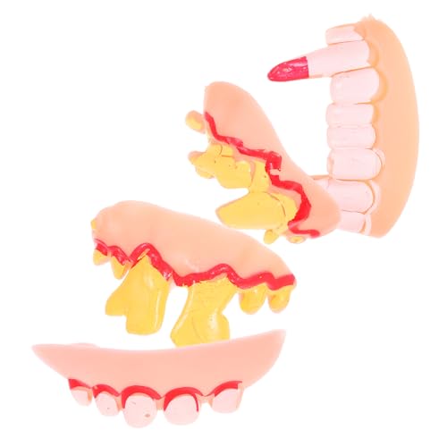 Beaupretty 4 Stück Lustige Fake Zähne für Halloween Cosplay Hässliche Gummizähne für Partys Aprilscherze und Rollenspiele Vielfältige Zahnarten für Gruselige von Beaupretty
