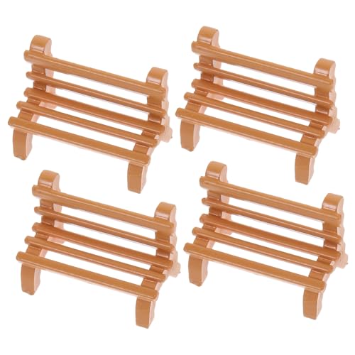 Beaupretty 4 Stück Maßstab Kunststoff Mini Gartenmöbel Deko für Mikrolandschaft DIY Puppenhaus Zubehör Realistisches Modell von Beaupretty