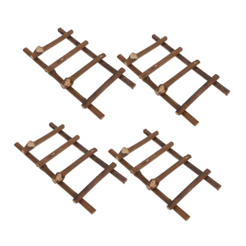 Beaupretty 4 Stück Mikro Landschaftsdekorative Rattanleiter Sandgartenleiter Kleine Puppenhausmöbel Puppenhaustreppe Leiterspielzeug DIY Landschaftsdekore Mini Rattanleiter Puppenleitern von Beaupretty