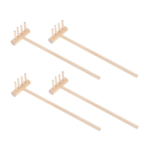Beaupretty 4 Stück Mini Holzrechen für Sandkasten Hochwertige Sandspielzeug Werkzeuge für Kreative für Miniatur Gartenprojekte von Beaupretty
