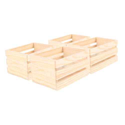 Beaupretty 4 Stück Miniatur Holzboxen für Puppenhaus Küche Stabile Aufbewahrungskisten aus Holz für Lebensmittel Getränke Dekoration Realistische Miniaturkisten für Kreatives Spiel von Beaupretty