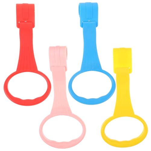 Beaupretty 4 Stück Pull Ringe Hängende Ringe für Babybett Stehhilfe und Farbenfroh Rot Gelb Blau Rosa für Neugeborene zur Unterstützung Beim Stehen von Beaupretty