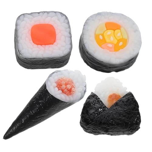 Beaupretty 4 Stück Realistische Sushi Modell aus PVC Detailgetreue Künstliche Onigiri und Nigiri Simulation Einfach zu Reinigen Dekorativ für Japanische Restaurants und Sushi Displays von Beaupretty