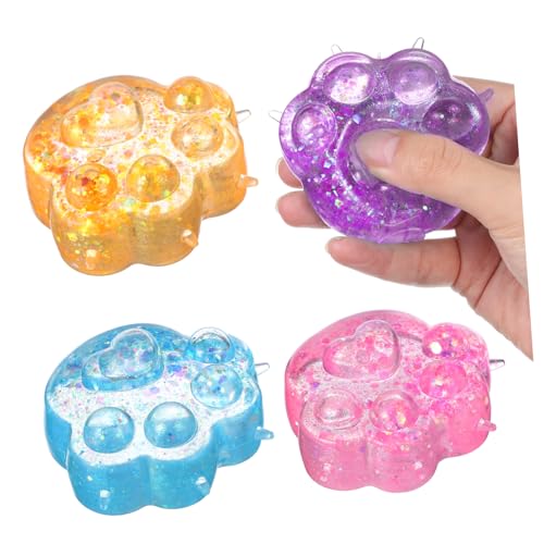 Beaupretty 4 Stück Squishy Katzenpfoten Realistische Bunte Tierpfoten zum Drücken für Büro Zuhause Reise Kawaii Sensorische Stressabbau-Spielzeuge in Violett Blau Gelb von Beaupretty