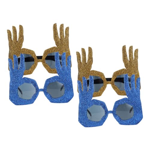 Beaupretty 4 Stück Teiliges Finger-gestik Brille Ok-hand Form Party-spaß Neuheit Sonnenbrille für Kostüme Foto-requisiten Robust Gold Blau von Beaupretty
