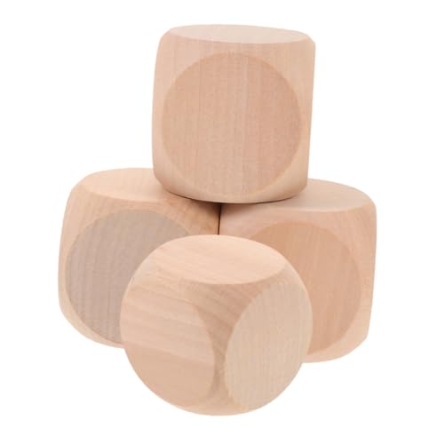 Beaupretty 4 Stück Teiliges Große Blanke Holz Würfel Unbemalt zum Basteln DIY Spielwürfel für Party Spiele und Kreative Handwerksprojekte von Beaupretty