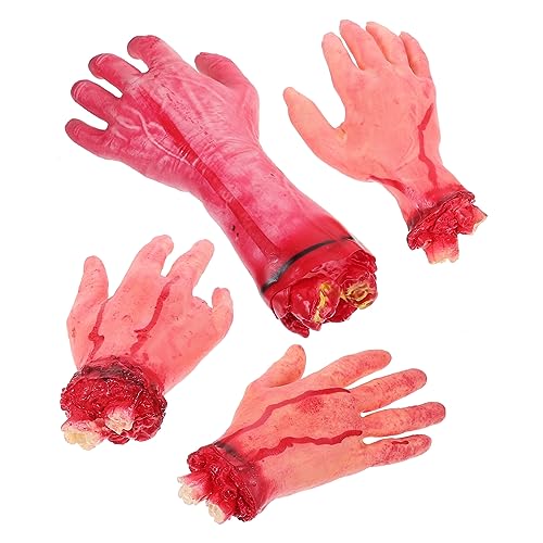 Beaupretty 4 Stück Teiliges Halloween Horror Deko Set Abgetrennte Hände und Gruselige Streich Requisiten für Geisterhaus Party und Halloween Dekoration von Beaupretty