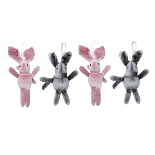 Beaupretty 4 Stück Teiliges Hase Süße Kuscheltiere als Anhänger Niedliche Hängedekoration für Kinderzimmer Rucksack und Auto Rosa Graue Hasen Spielzeuge von Beaupretty