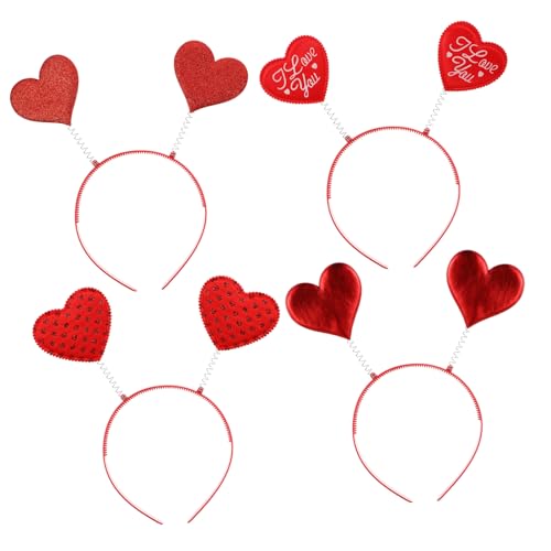 Beaupretty 4 Stück Teiliges Herz Stirnband Roter Kopfschmuck für Frauen und Mädchen Leichtes Langlebiges Party Accessoire für Lovers Day Karneval Kostüm und Festtagsdekoration von Beaupretty