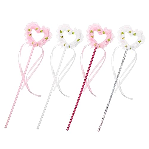 Beaupretty 4 Stück Teiliges Herz Zauberstab für Mädchen Leuchtender Feenstab mit Lustigem Design für Kostümspiele Bühnenauftritte Fasching und Mottopartys von Beaupretty