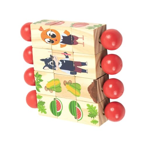 Beaupretty 4 Stück Teiliges Holz Drehpuzzle mit Tiermotiven Pädagogisches Lernspielzeug für Kleinkinder Fördert Feinmotorik und Eltern Junge Mädchen Interaktion Leicht und Tragbar für von Beaupretty