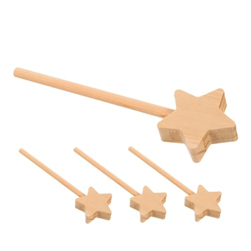 Beaupretty 4 Stück Teiliges Holz Feenstab Bastelset zum Bemalen Sternförmige DIY Zauberstäbe für Kindergeburtstage Kreative Holzstäbe für Fantasievolles Rollenspiel und Partydeko von Beaupretty