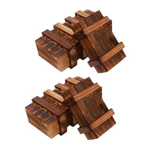 Beaupretty 4 Stück Teiliges Holz Pädagogisches Kinderspielzeug mit Sicherem Design Robust und Glatt Trainiert Denkfähigkeit Geeignet für Jungen und Mädchen Praktische Aufbewahrung von Beaupretty