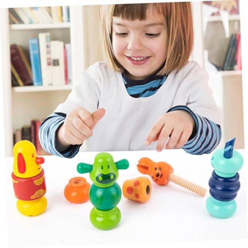 Beaupretty 4 Stück Teiliges Holz schraubspielzeug für Ab Jahr Pädagogisches Steckspiel mit Schrauben und Muttern Fördert Kreativität Feinmotorik und Problemlösung Sicherer Naturholz bauspaß von Beaupretty