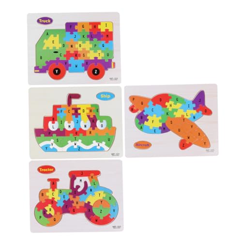 Beaupretty 4 Stück Teiliges Holzpuzzle Bunten Buchstaben Mechanische Muster Pädagogisches Lernspielzeug für Jungen und Mädchen Kreativität und Gedächtnis von Beaupretty