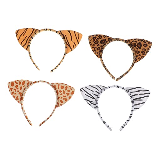 Beaupretty 4 Stück Teiliges Katzenohren Haarreif Tierische Kopfband für Leoparden Zebra und Giraffenmuster für Cosplay Partys und Feste von Beaupretty