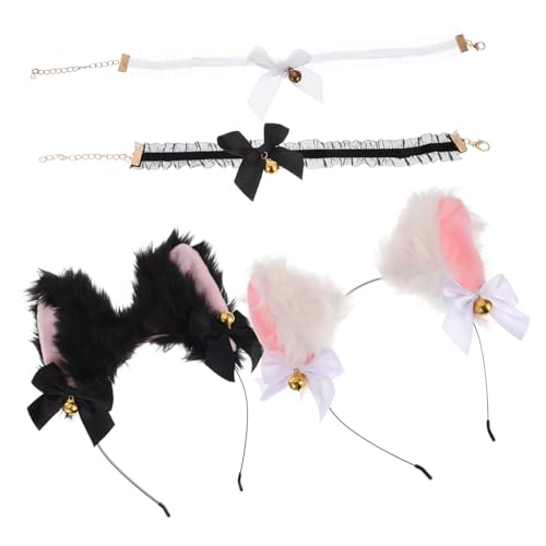 Beaupretty 4 Stück Teiliges Katzenohren Stirnband und Glocken halskette Niedliche Cat Cosplay Accessoires für Damen Mädchen und Geeignet für Halloween Karneval Themen Kostümpartys von Beaupretty