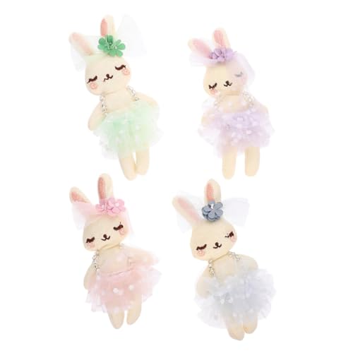 Beaupretty 4 Stück Teiliges Kleine Plüschhasen aus Weichem Netzstoff mit Baumwollfüllung Niedliche Bunny Deko für Sofa Bett und Auto Charmante Mini Kaninchen zum Aufhängen und Dekorieren von Beaupretty