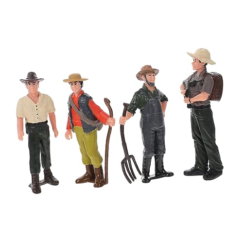 Beaupretty 4 Stück Teiliges Lebensechte Bauernhofarbeiter Figuren aus Hochwertigem Material Robuste Farmworker Modellspielzeuge für Mikrolandschaften Detailgetreue Deko für Zuhause und von Beaupretty