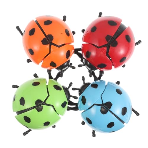 Beaupretty 4 Stück Teiliges Mechanisches Marienkäfer aus Robustem Kunststoff Realistisch Laufend Windup Aufziehkäfer Fördert Feinmotorik für Kindergeburtstag Lernspiel und Gruppenaktivitäten von Beaupretty
