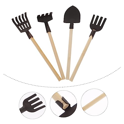 Beaupretty 4 Stück Teiliges Mini Gartenwerkzeug für Mini Schaufel Rechen und Forke Robustes Puppenhaus Zubehör Fördert Kreativität und Spielerisches Gärtnern von Beaupretty