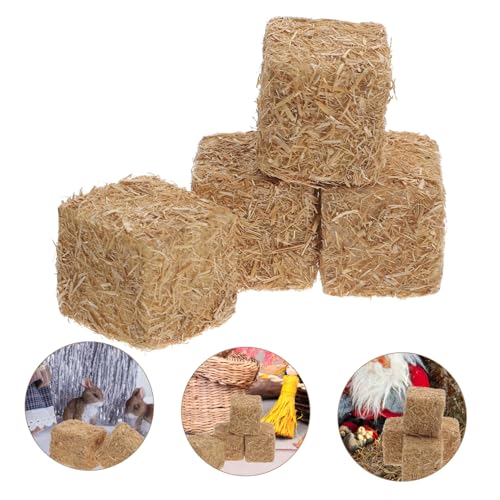 Beaupretty 4 Stück Teiliges Mini Heuballen Künstlicher Quadratischer Strohballen Realistische Bauernhof Szenerie Deko Wetterbeständig für Garten Puppenhaus und DIY Projekte von Beaupretty