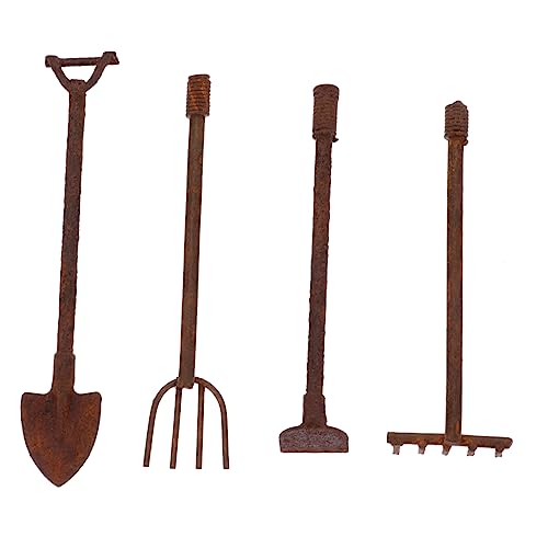 Beaupretty 4 Stück Teiliges Miniatur Gartenwerkzeug Set Antike Feen Garten Deko Kleine Schaufel Rechen Besen DIY Puppenhaus Landschaftsbau Zubehör für Miniatur Garten und Pflanzen von Beaupretty