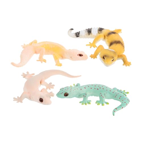 Beaupretty 4 Stück Teiliges Miniatur Gecko Modelle Realistische Tierfiguren für Lernspielzeug Dekoration für Balkon und Garten Robuste Kunststoffmaterialien für Spiel und Erkundung von Beaupretty